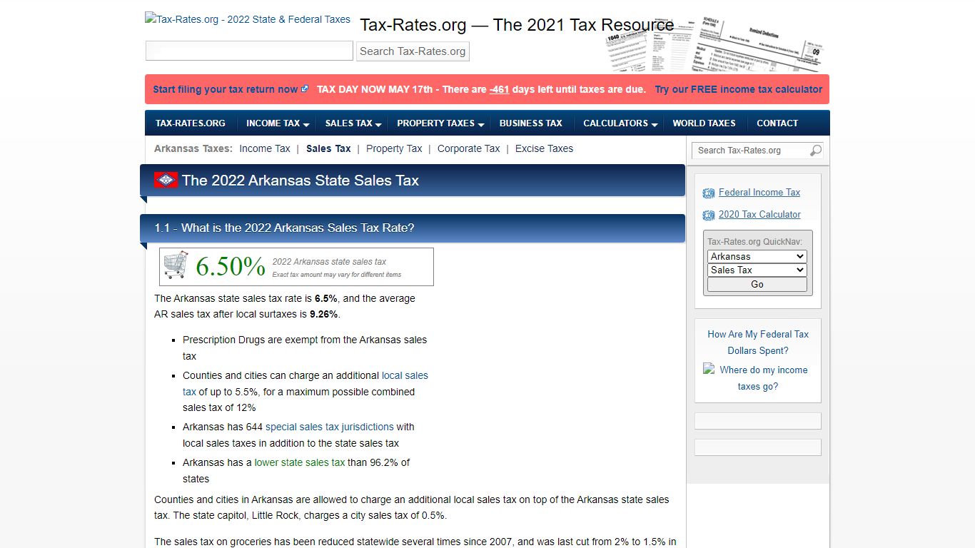 Arkansas Sales Tax Rate - 2022